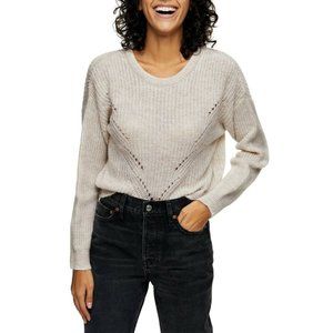 Topshop Sweater Beige Pretty Wave Pattern Women Sz 14 NEW NWT